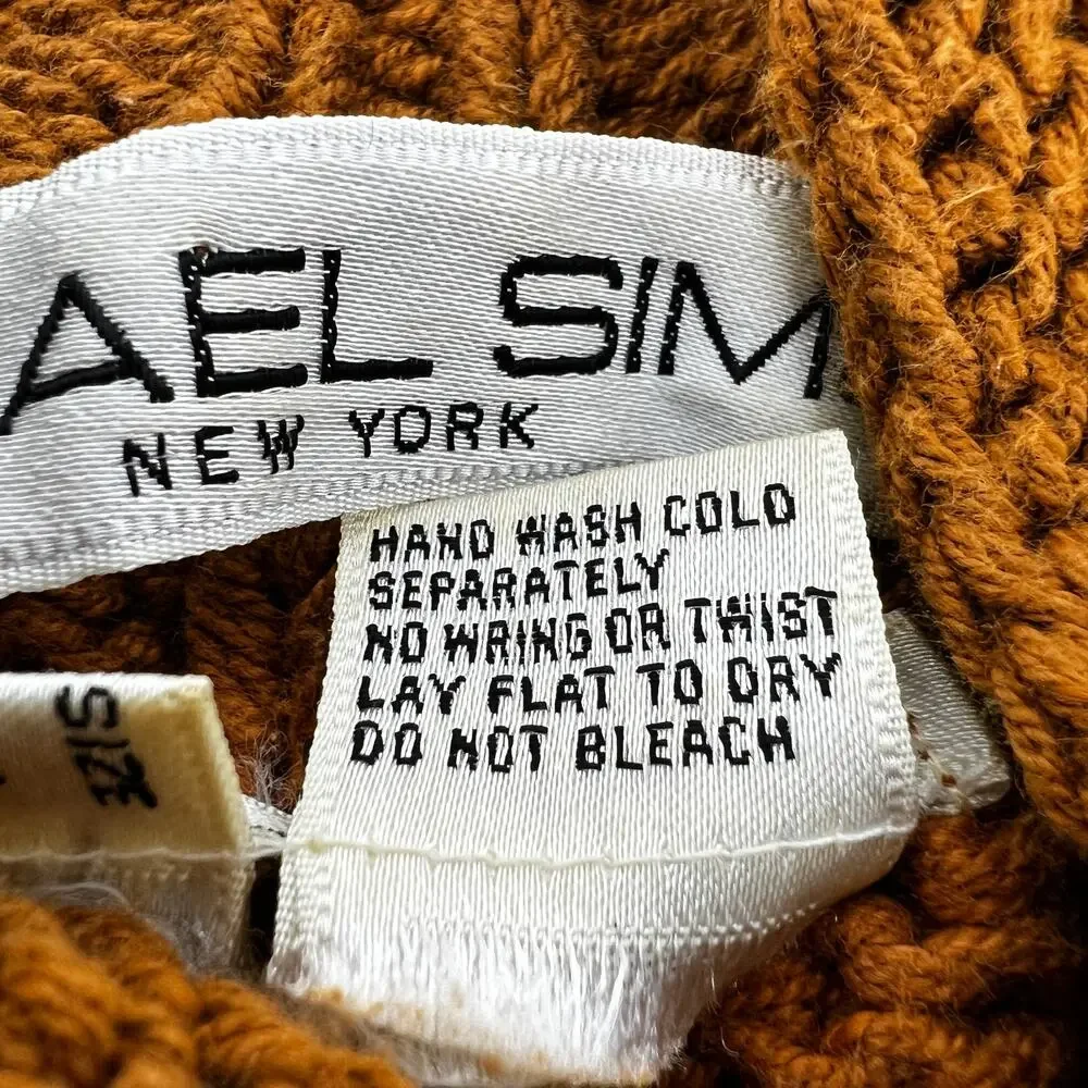 Vintage Hong Kong Michael Simon New York Nutmeg Chunky Knit Sweater One Size